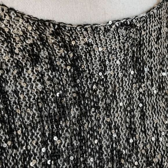 Chico's Black Heather Tone Sweater with Sequin, Size 8 - Picture 5 of 9